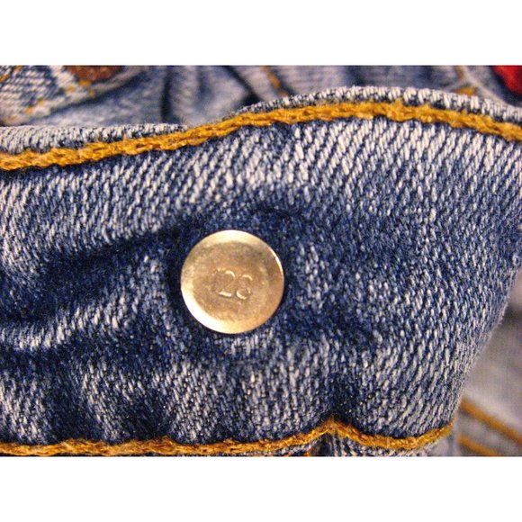 LEVIS Zipper 550 CUTOFF JEAN SHORTS 27 RELAXED Juniors Red Tab STRETCH Blue - Picture 6 of 11